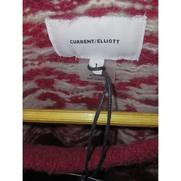 Current Elliott Alpaca Wool Blend Red &‎ Cream Tomcats Fair Isle Sweater Size 1 - Picture 3 of 9
